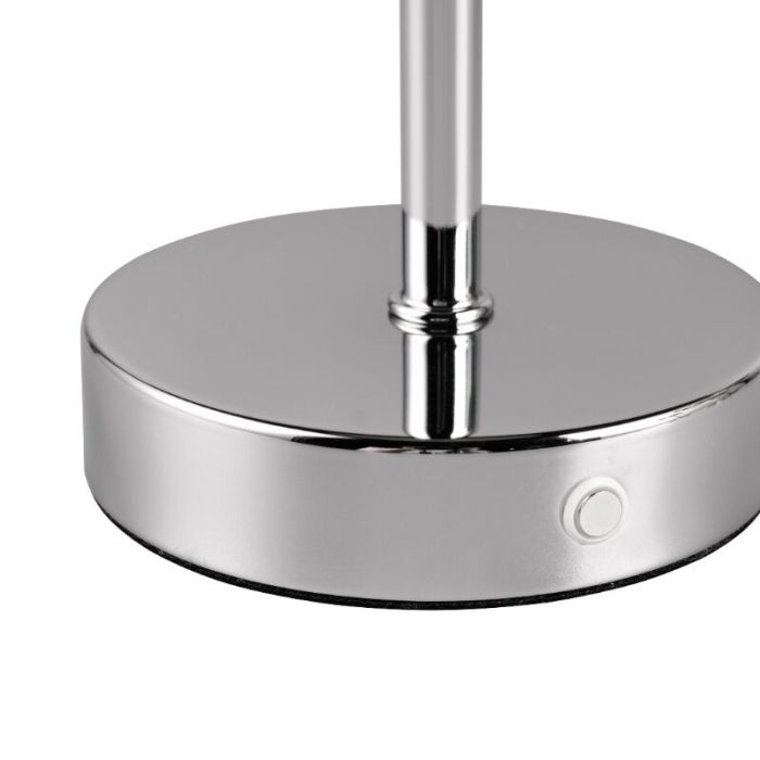 Lampada da tavolo ricaricabile moderna cromata, Dustin, 1W, 3000K LED, controllo touch