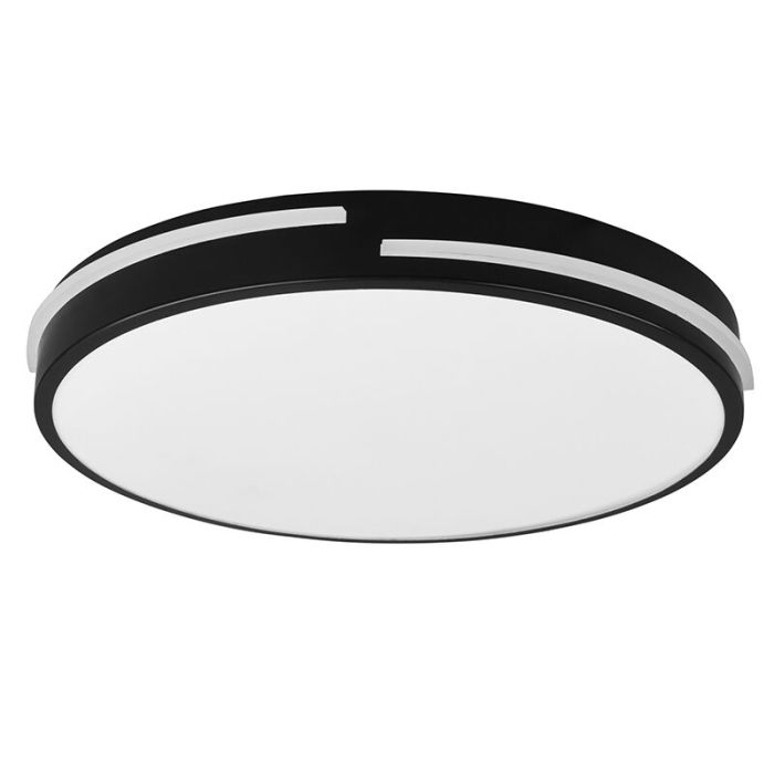 Plafoniera moderna nera, Fadi, 24W, bianco regolabile tra caldo e freddo LED, con telecomando