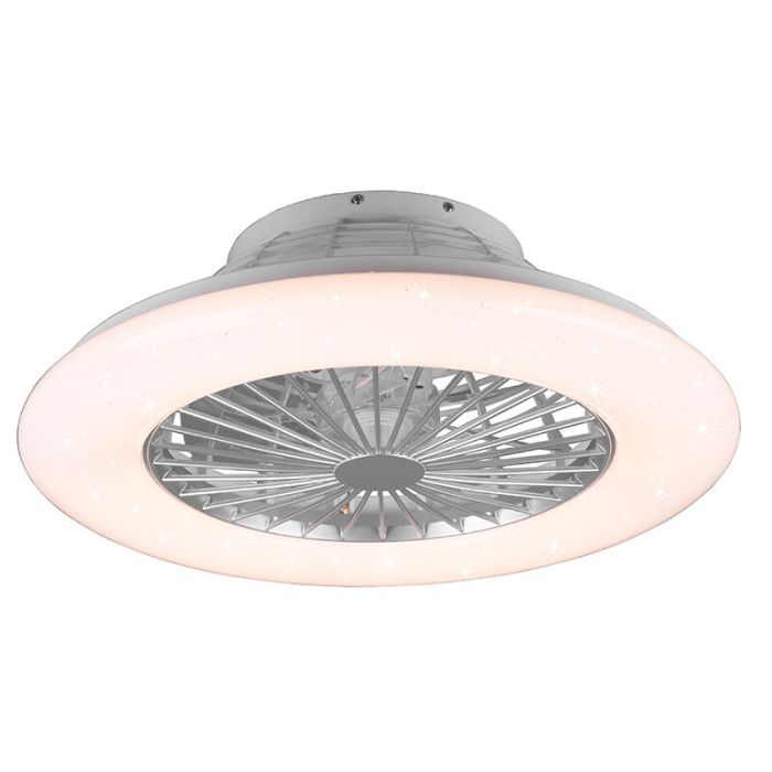 Ventilatore da soffitto moderno grigio, Damyan, 30W, RGBW LED, con telecomando