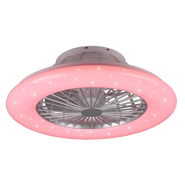 Ventilatore da soffitto moderno grigio, Damyan, 30W, RGBW LED, con telecomando