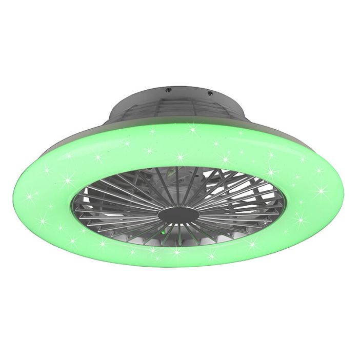 Ventilatore da soffitto moderno grigio, Damyan, 30W, RGBW LED, con telecomando