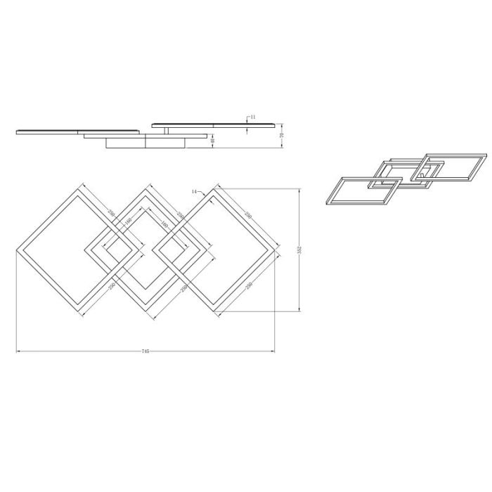 Plafoniera moderna nera, Margaux, 31W, 3000K LED