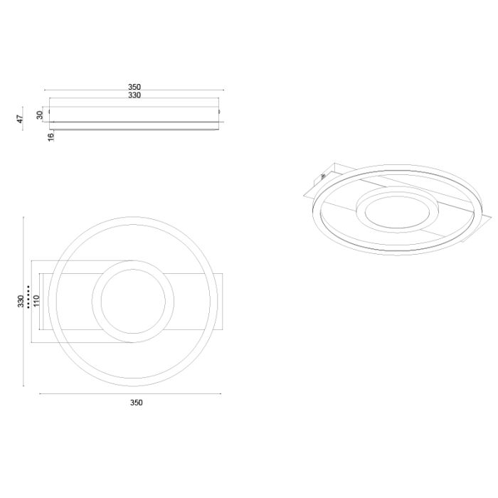 Lampada da soffitto moderna bianca, Sandhia, 16W, 4000K LED