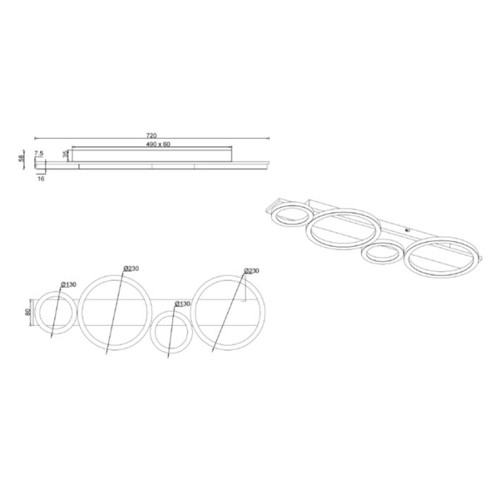 Lampada da soffitto design nera, Ishaan, 26,5W, 3000K LED