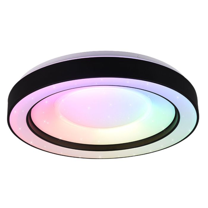 Plafoniera moderna nera, Navin, 22W, RGBW LED, con telecomando