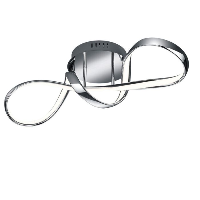 Lampada da soffitto design cromata, Renso, 28W, 4000K LED, dimmer in 3 fasi
