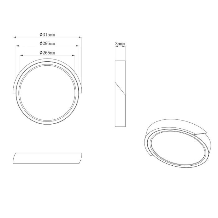 Plafoniera moderna bianca, Nevil, 20W, 3000K LED, dimmer in 3 fasi