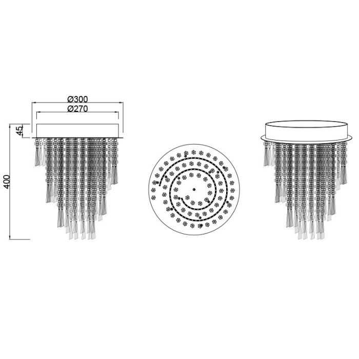 Lampadario design cromato, Sjon, 18W, bianco regolabile tra caldo e freddo LED, dimmer in 3 fasi