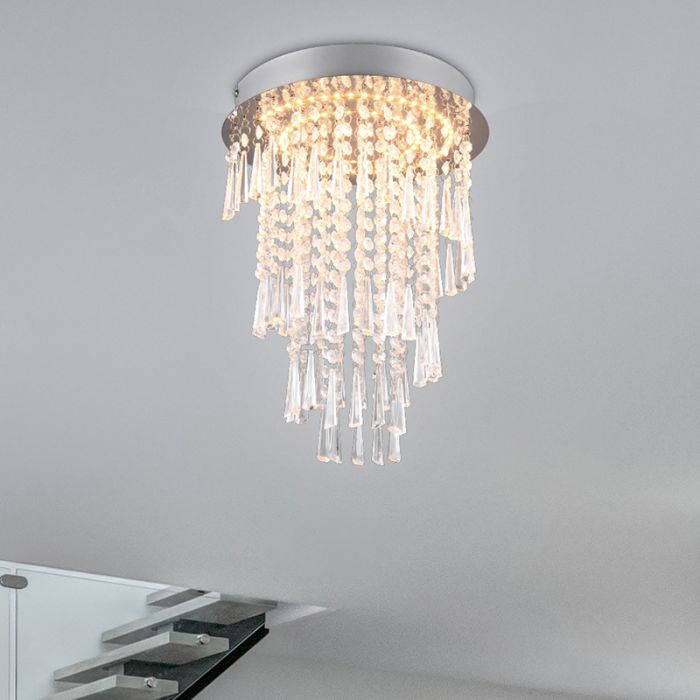 Lampadario design cromato, Sjon, 18W, bianco regolabile tra caldo e freddo LED, dimmer in 3 fasi