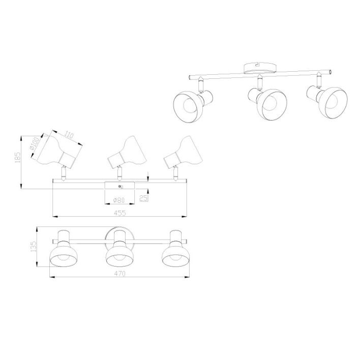 Faretto da soffitto moderno nero, Toos