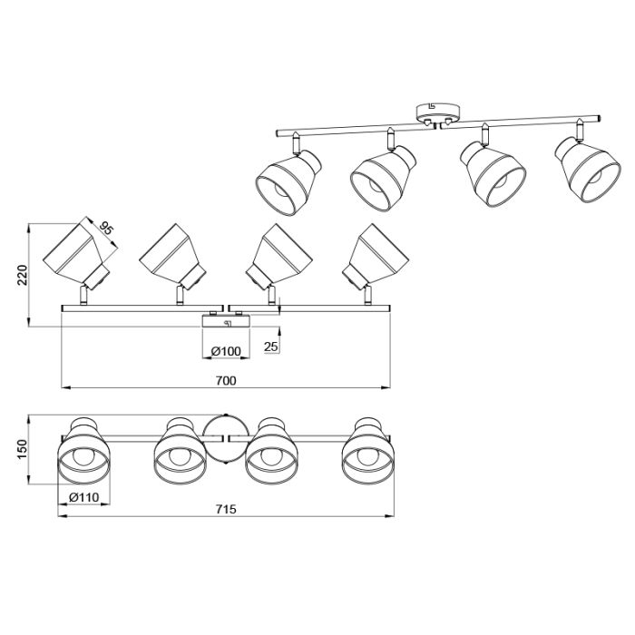 Faretto da soffitto moderno bianco, Riette