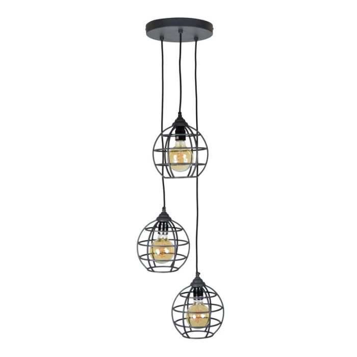 Lampada a sospensione nera industriale, Roland
