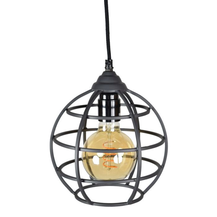 Lampada a sospensione nera industriale, Roland