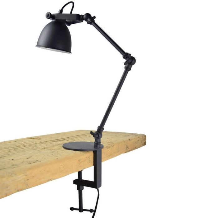 Lampada con morsetto nera industriale, Morani, con interruttore