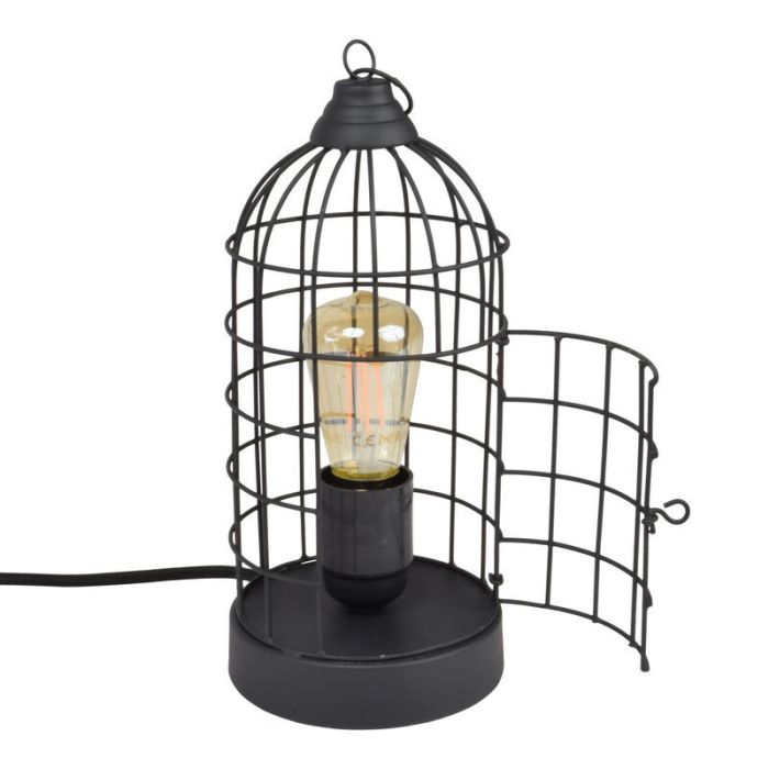 Lampada da tavolo nera industriale, Minca, con interruttore