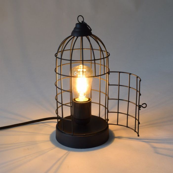 Lampada da tavolo nera industriale, Minca, con interruttore