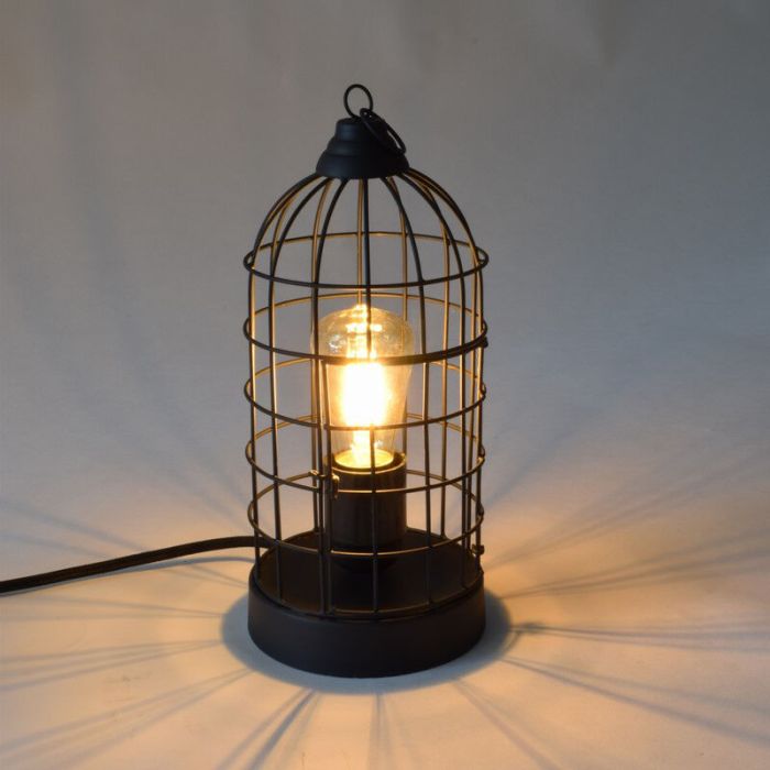 Lampada da tavolo nera industriale, Minca, con interruttore