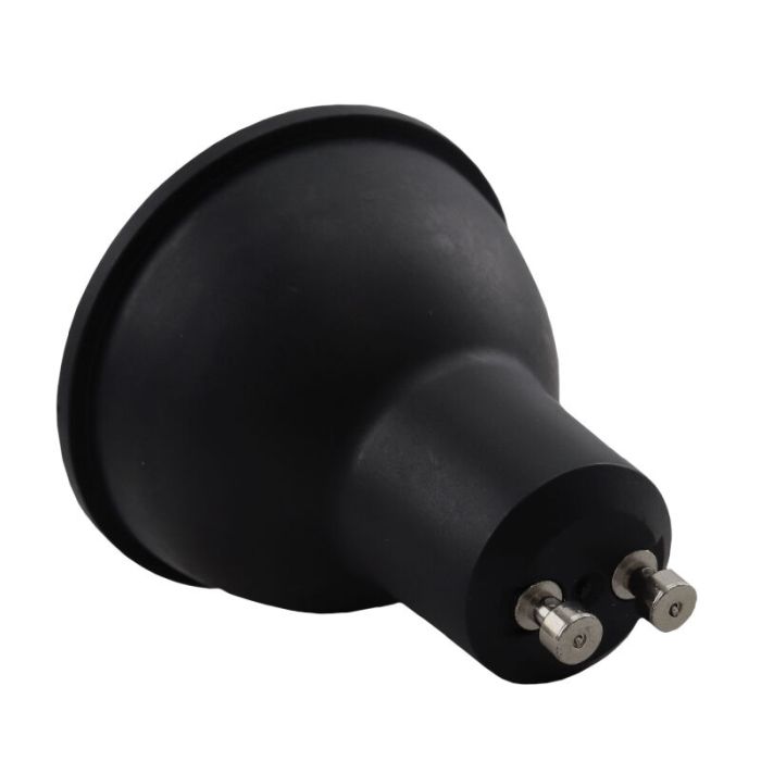 Confezione da 5 faretti LED GU10 neri Antonie, 3 Watt, 2700K (bianco caldo)