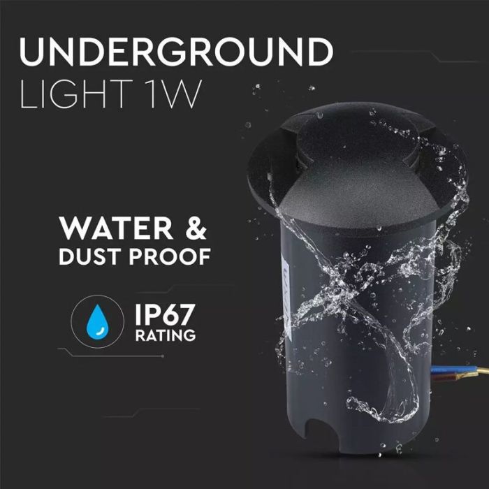 Faretto da esterno a pavimento nero moderno, Marcus, 1W, 6500K LED, IP67