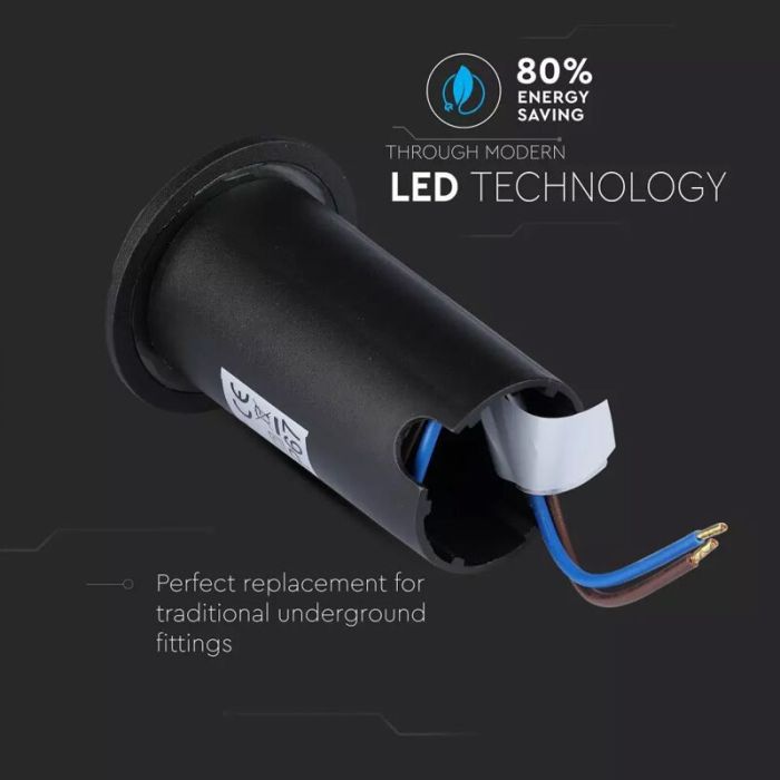 Faretto da esterno a pavimento nero moderno, Marcus, 1W, 6500K LED, IP67