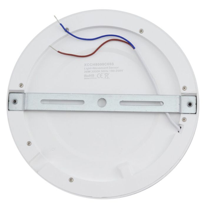 lampada da soffitto con sensore bianca in plastica, Luan, 20W, 3000K LED