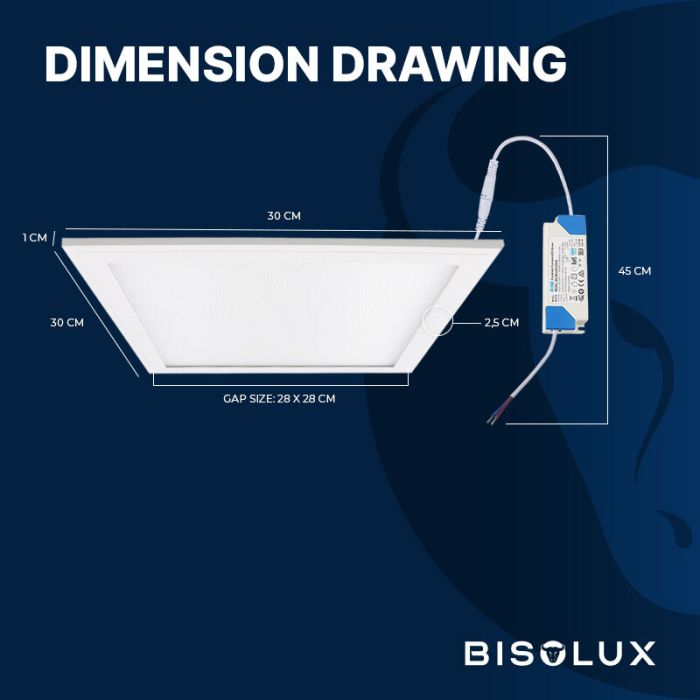 Bisolux Master pannello LED 30x30 cm, 12W, 3000K