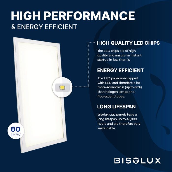 Bisolux Master pannello LED 30x60 cm, 24W, 3000K