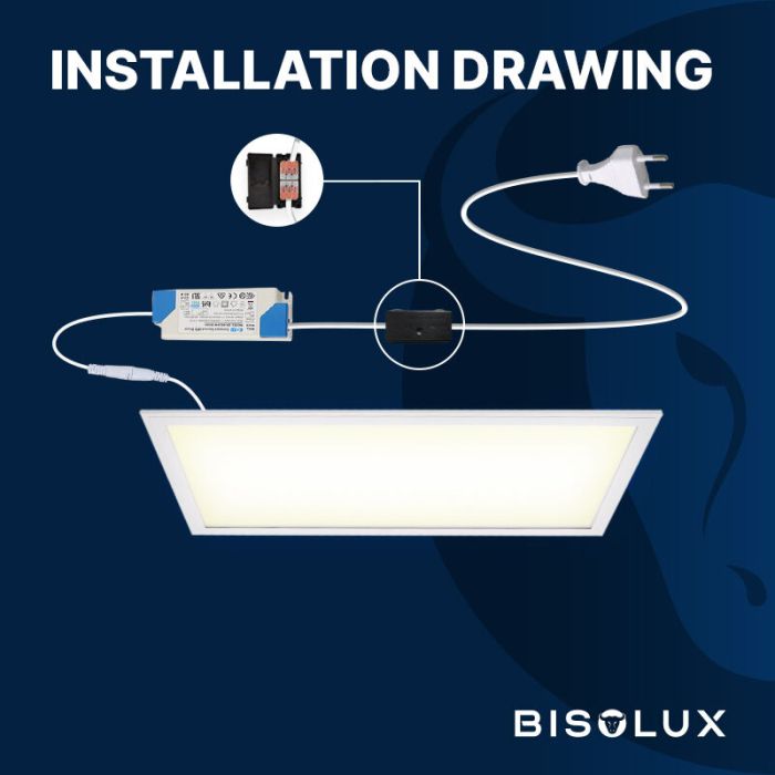 Bisolux Master pannello LED 30x60 cm, 24W, 3000K