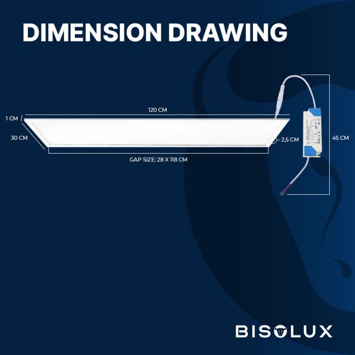 Bisolux Master pannello LED 30x120 cm, 38W, 4000K