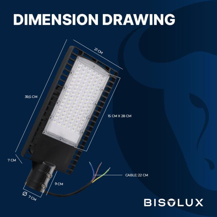Bisolux lampione stradale LED Garry, 90W, 6000K, garanzia di 5 anni