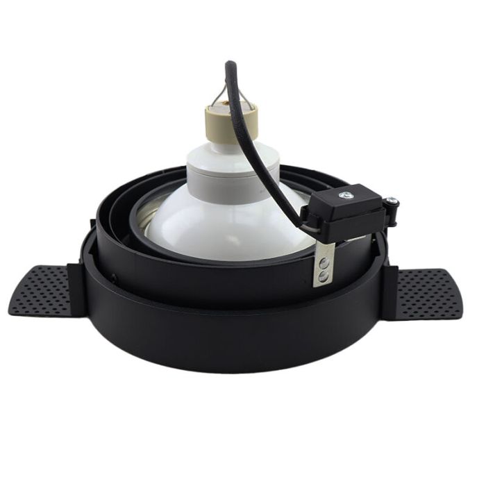 Faretto da incasso senza cornice nero moderno, Wilhelm, GU10 AR111