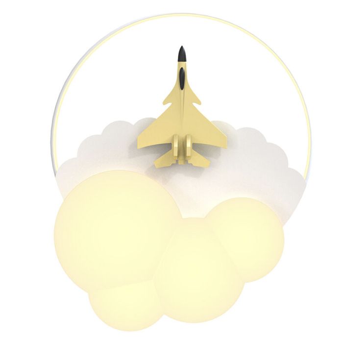 Lampada da soffitto per bambini bianca metallo, Jet, 37W, 3000K LED, dimmer in 3 fasi