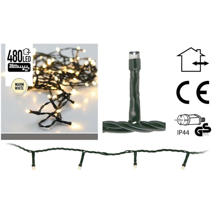 Luci di Natale da esterno a LED da 36 m, 480 luci bianche calde